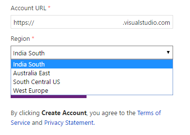 India South is available for new VSTS accounts!