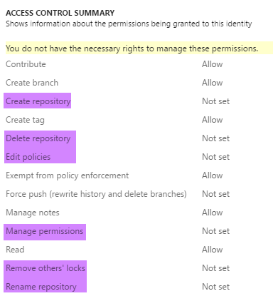 New repo permissions