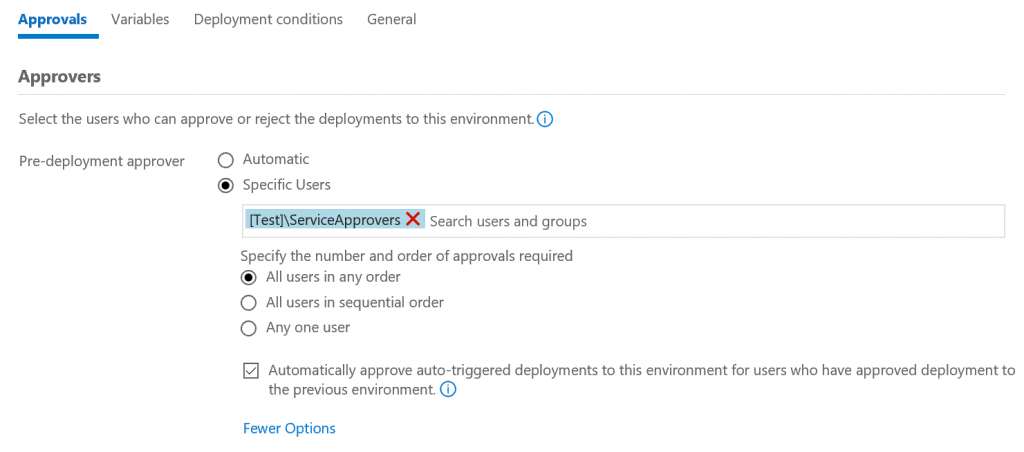 approvals for the production environments