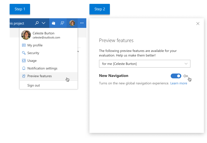turn on feature instructions
