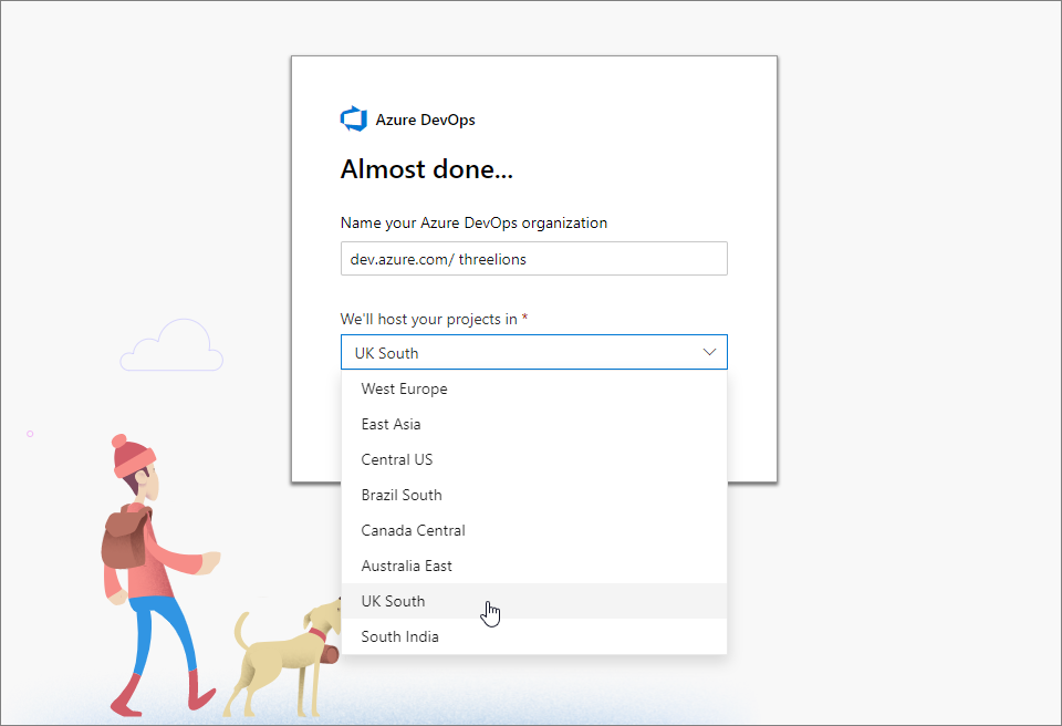 Creating a UK hosted Azure DevOps organization