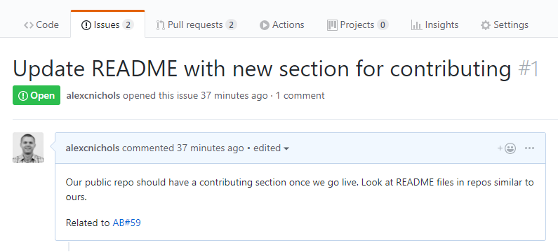 Work item mention in GitHub issue description
