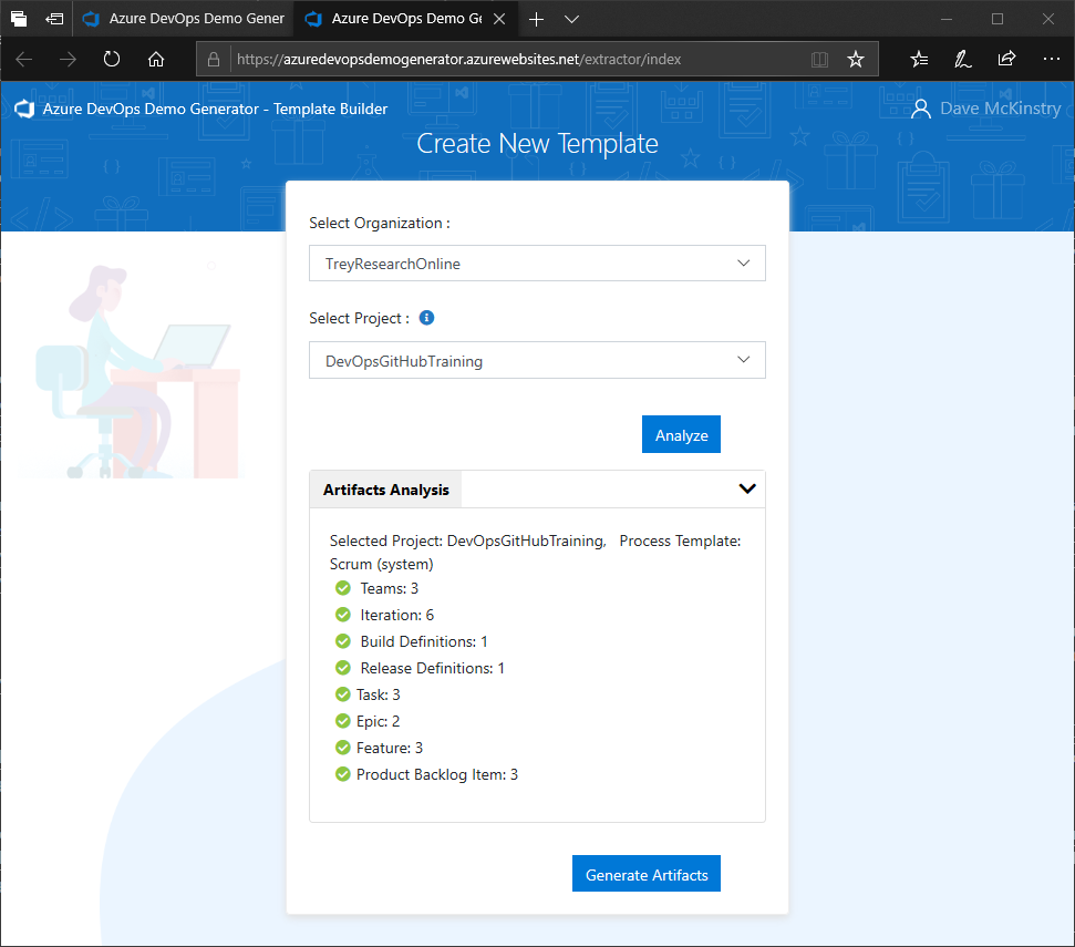 Azure DevOps Demo Generator - Extract Template