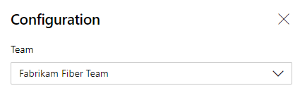 Dashboard widget configuration - select a Team