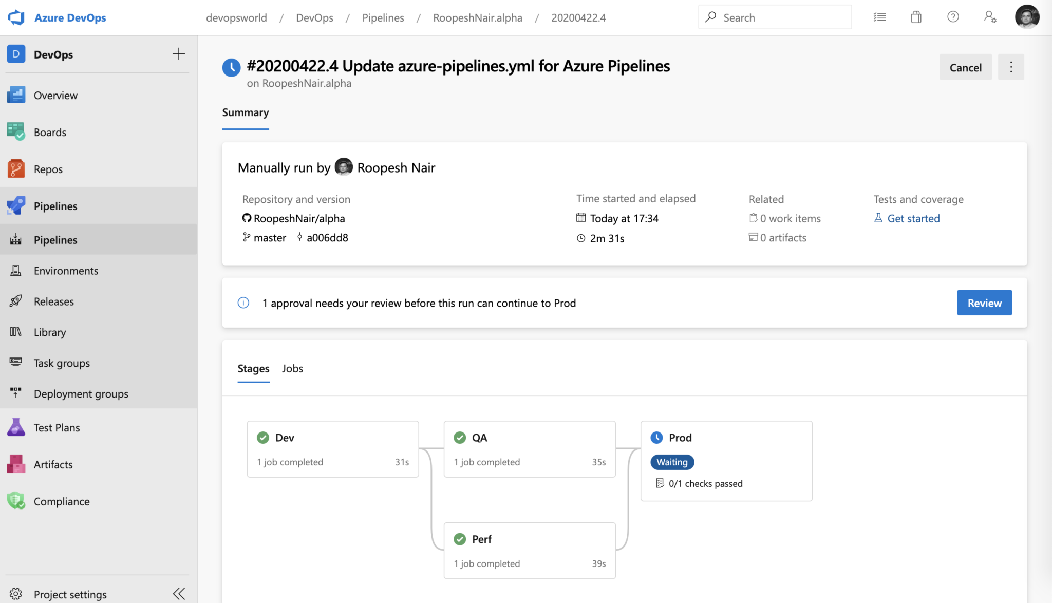 Multi-stage cd pipelines