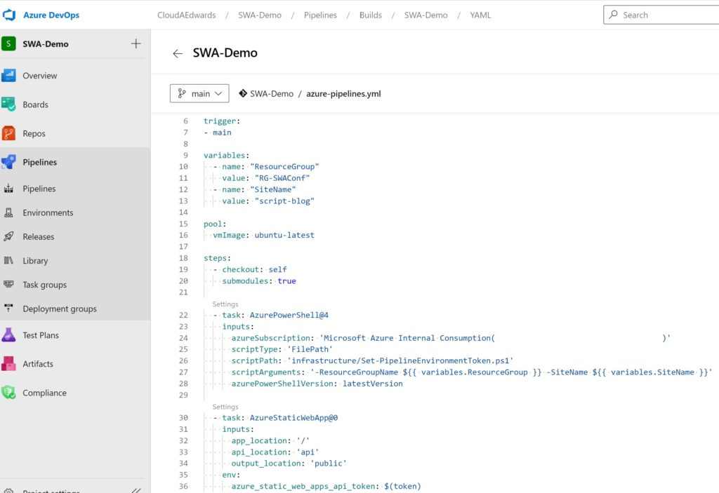 PowerShell Script in Azure Pipelines