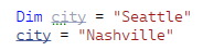 Code with reassigned code underlined