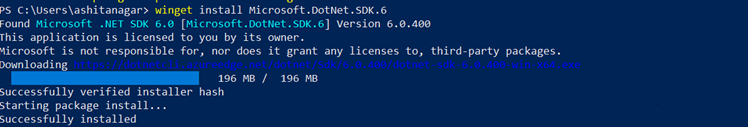 .NET Install Screenshot