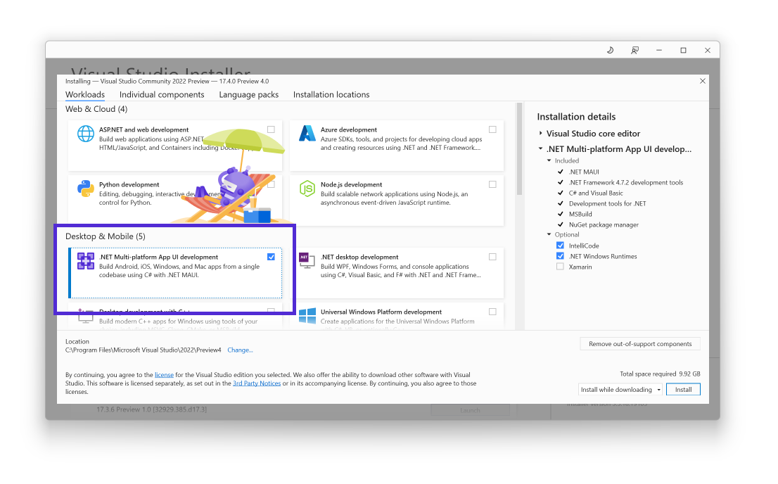 Visual Studio installed on Windows