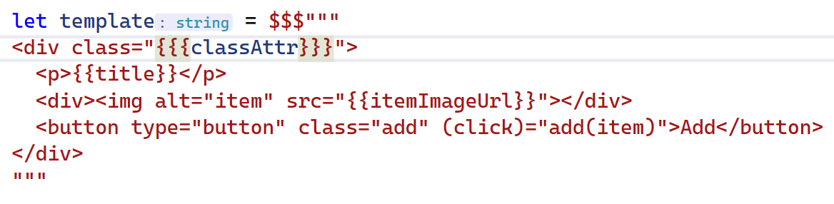 Code showing new syntax with 3 dollar signs