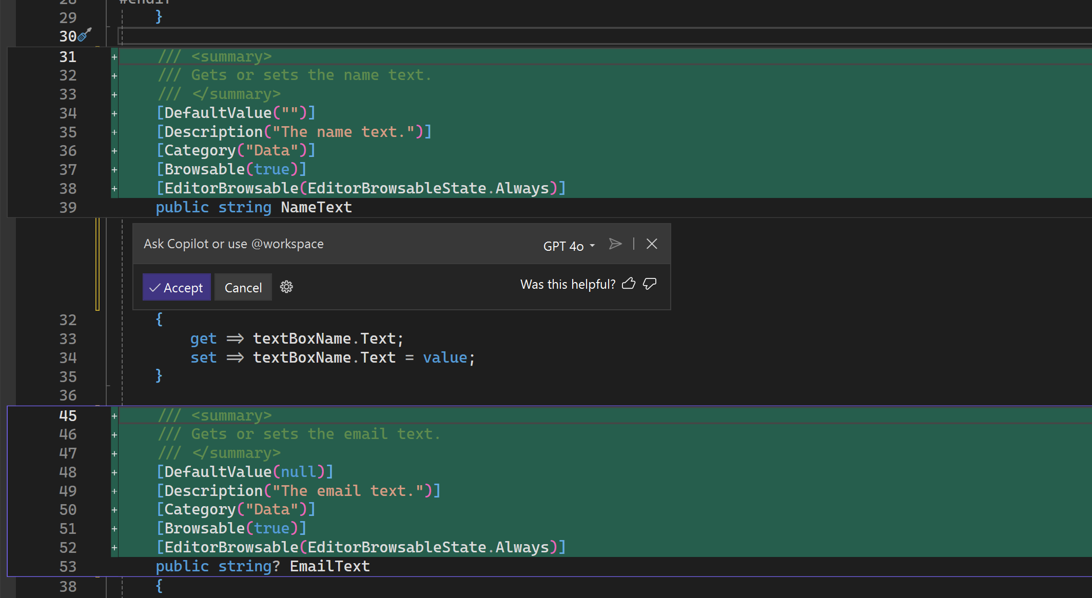 Screenshot of Copilot ready to merge suggested changes
