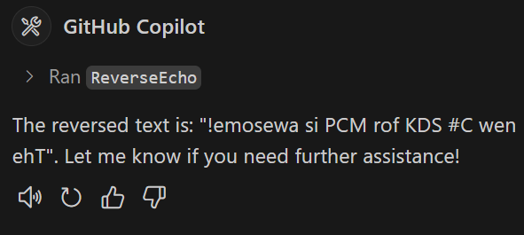 Copilot showing the message reversed