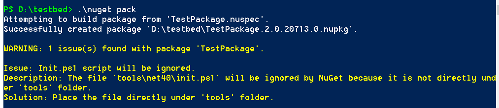 A package warning