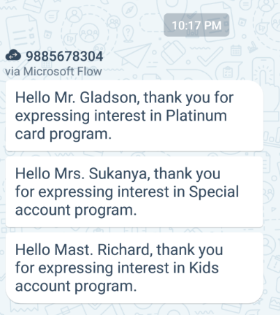 screenshot of messages