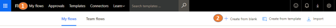 Toolbar showing my flows.