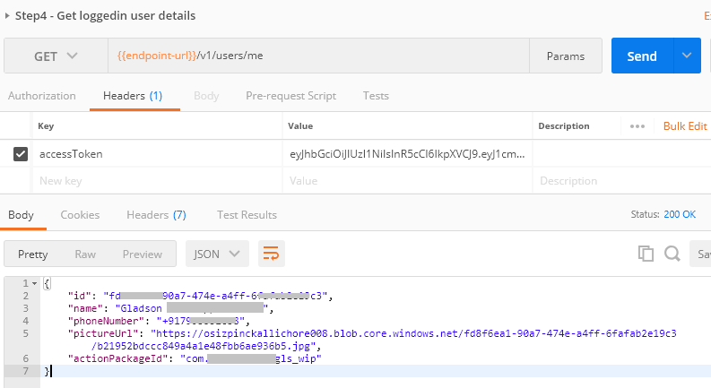 Logged in user details