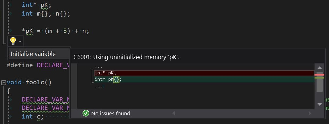 New Code Analysis quick fixes