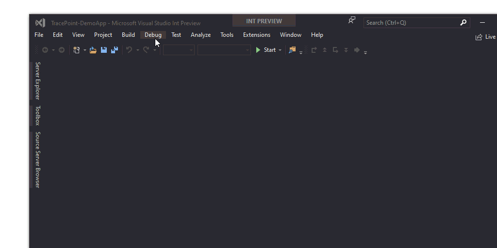 Launching the performance profiler for an exe project.