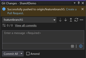 Create a Pull Request from the notification banner