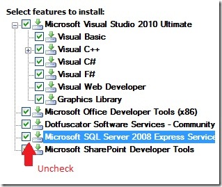 VSUncheckSQL