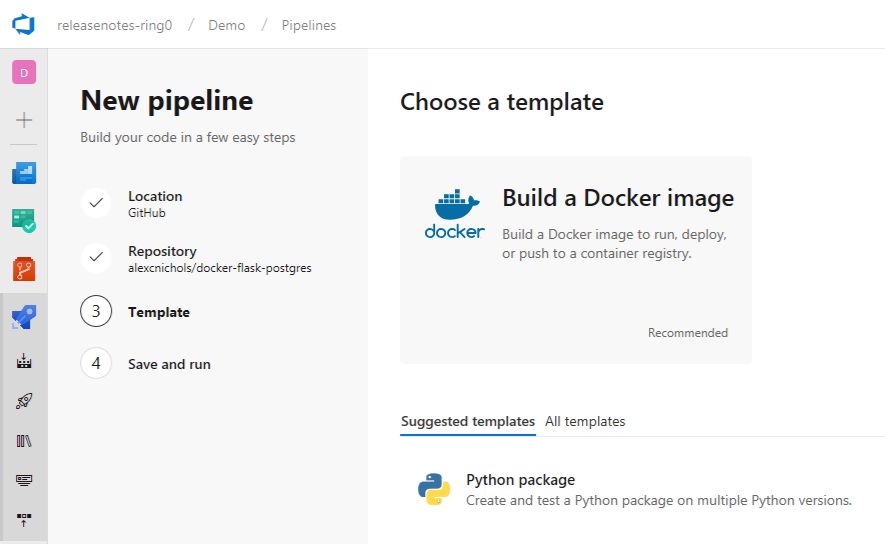 Azure Pipelines wizard