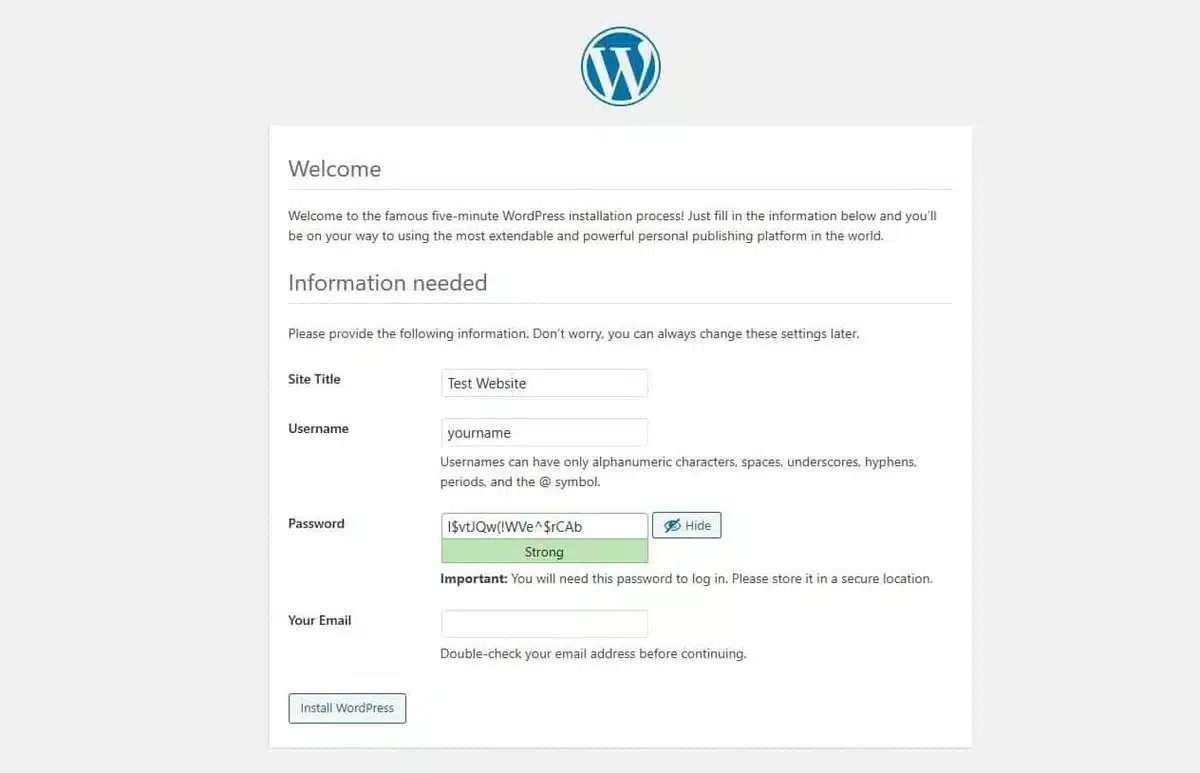 Install WordPress