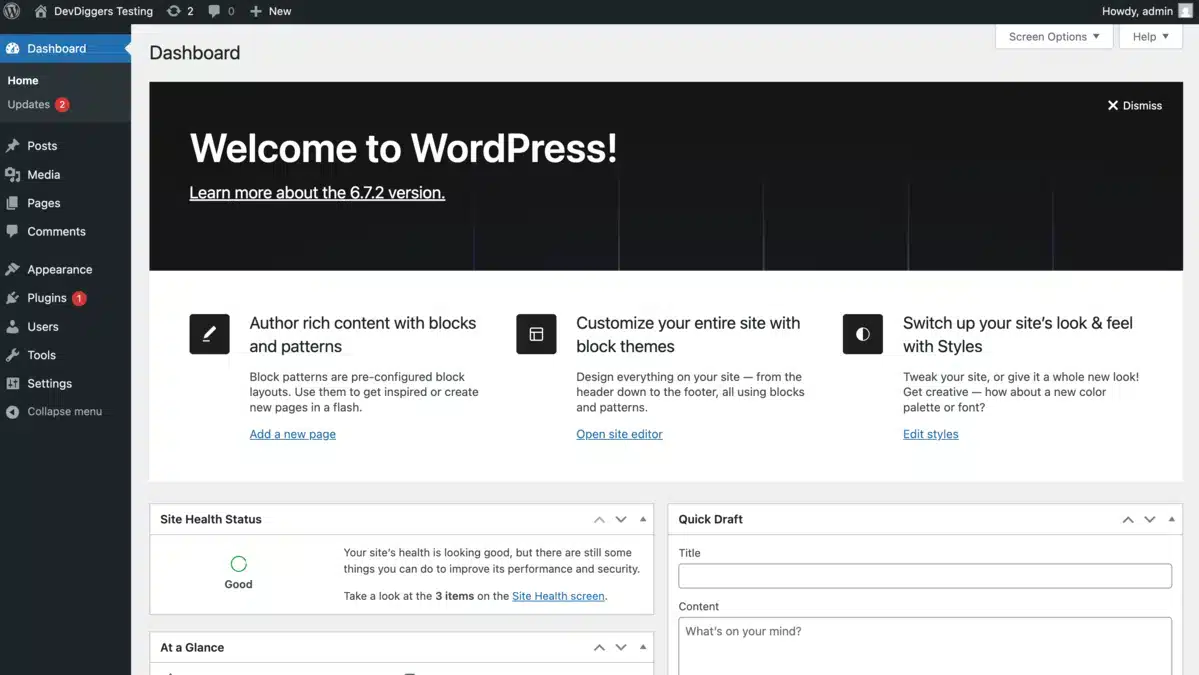 WordPress Dashboard