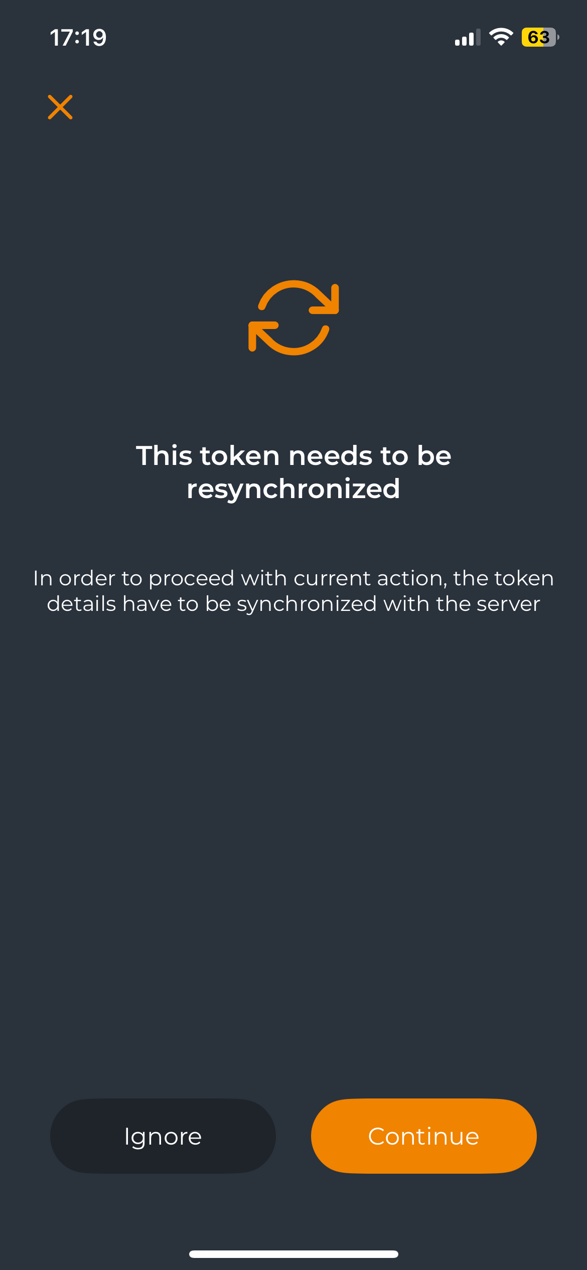 Token Resync triggered by the Backend