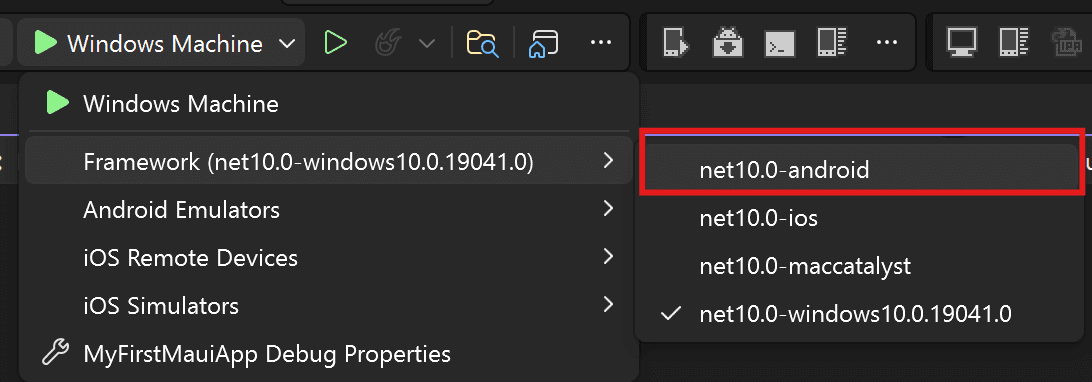 Select Android as target deployment