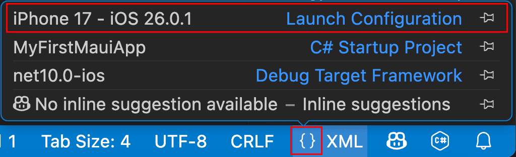 Debug target updated to show iPhone 15