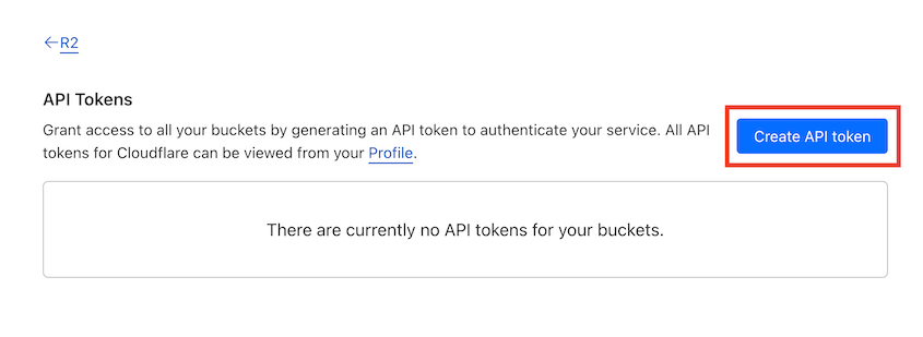 Criar token de API R2
