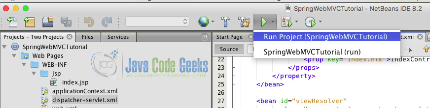 Spring Netbeans - Running the project