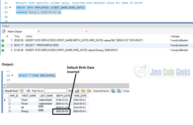 SQL Insert Query - 'Insert into' with default values