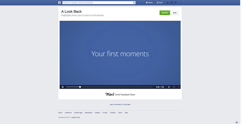 Facebook A Look Back Video - Edit Step 1