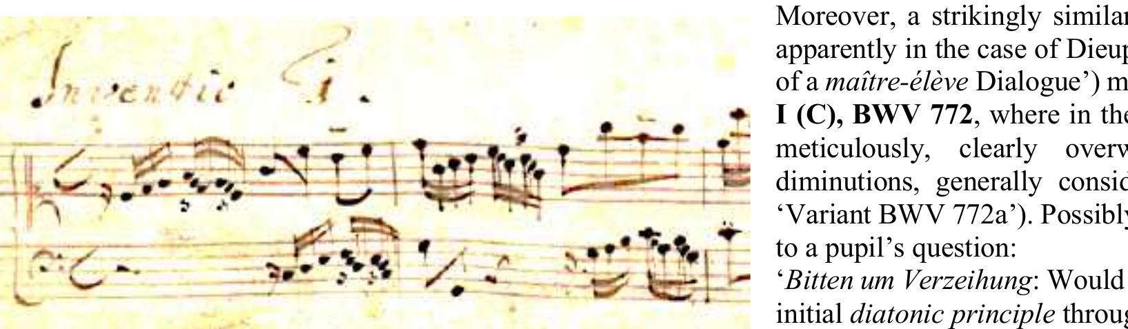 Here, generally it has to be realized, that renowned composers and virtuosi used to teach noble amateurs — partially for economic or social reasons — as known from Frescobaldi, Couperin, Duphly, Bach, Handel, Geminiani, Cosimi et al. (fn. 213). As a reflection of a similar professional concession toward a noble or in this case royal pupil, we find in D'Anglebert’s dedication to the Princesse de Conty, Fille Du Roy, even the flattering remark:  “Vous méliez des traits dans 1’éxécution qui me donnoient de nouvelles Idées...”, adding that ’ Tous les maitres qui ont eu la gloire de contribuer a votre éducation ont éprouvé la méme chose, et se sont perfectionnez en vous donnant des lecons’”’. (In short: ‘Your playing gave me new ideas, while also all your former teachers had experienced the same, perfectionating themselves by teaching you...’).  