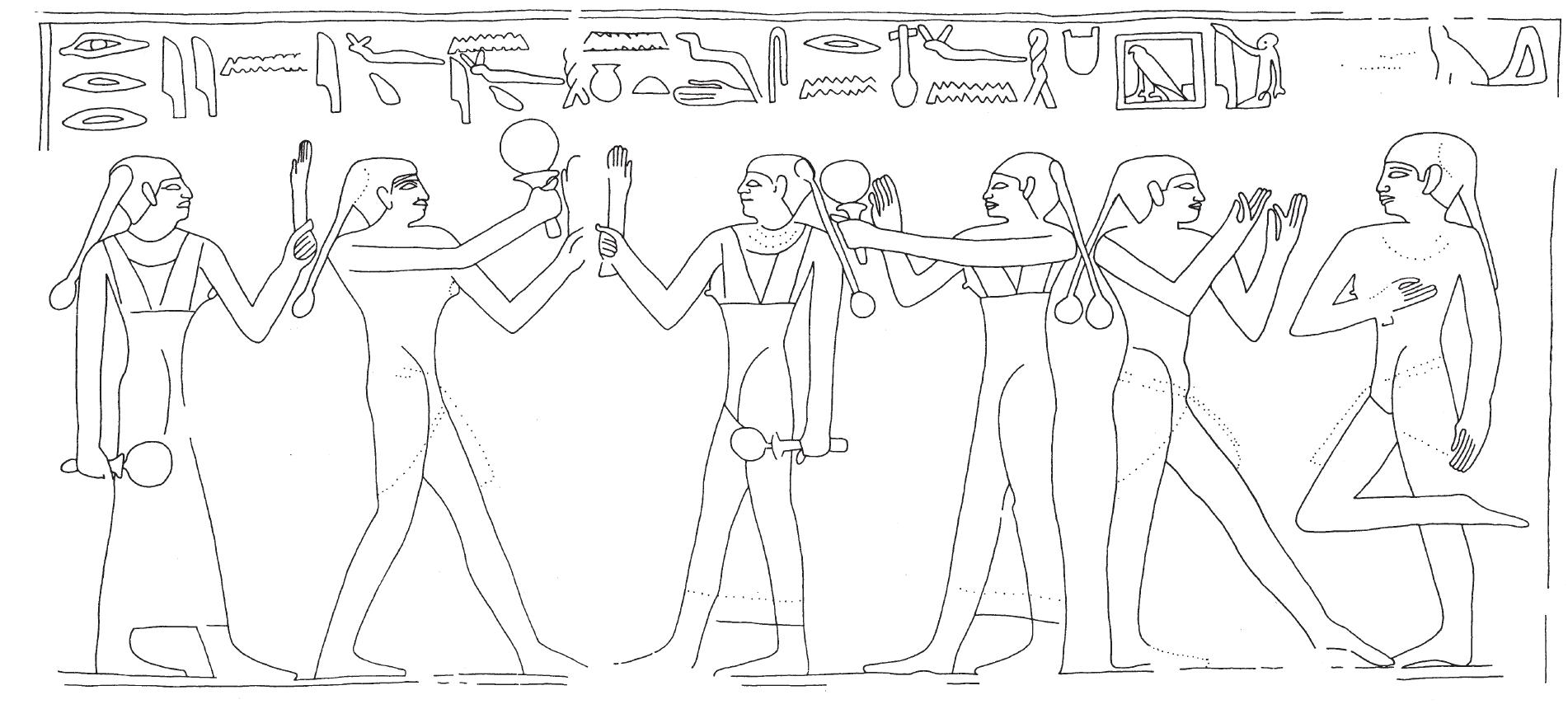 Fig. 13. Mirror dance in Mereruka (after Lilyquist, Mirrors, Fig. 106). 