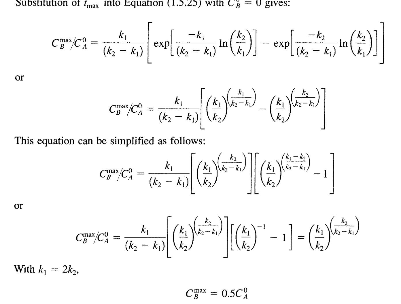 From Equation (1.5.27) with C$ = 0, tax is:  where r; is the rate of production of the species 7. An overall selectivity, S;, can b defined as: 