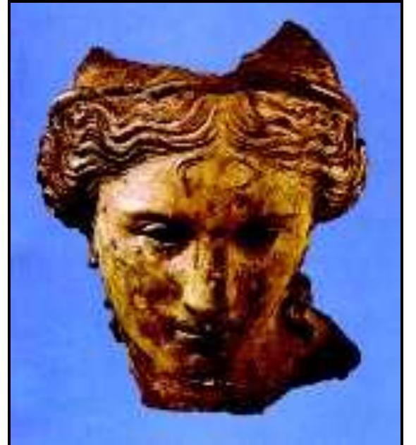 The sculpted head of Anahit, goddess of maternity and fertility  urban planning and architecture. Ancient authors have left us descrip- tions of magnificent Armenian ca- ptals of the Hellenistic period: 