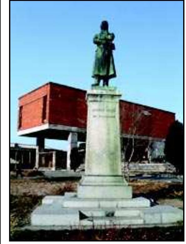 The monument to Khachatour Abovian in Kanaker, next to his memorial house  During the 19th century Arme- nian literature went through a pro- ductive development process, marked with periods of classicism, romanticism and, finally, realism. The literature played a major role in the establishment of the national conscience, in educating the people in a patriotic freedom-loving spirit. 