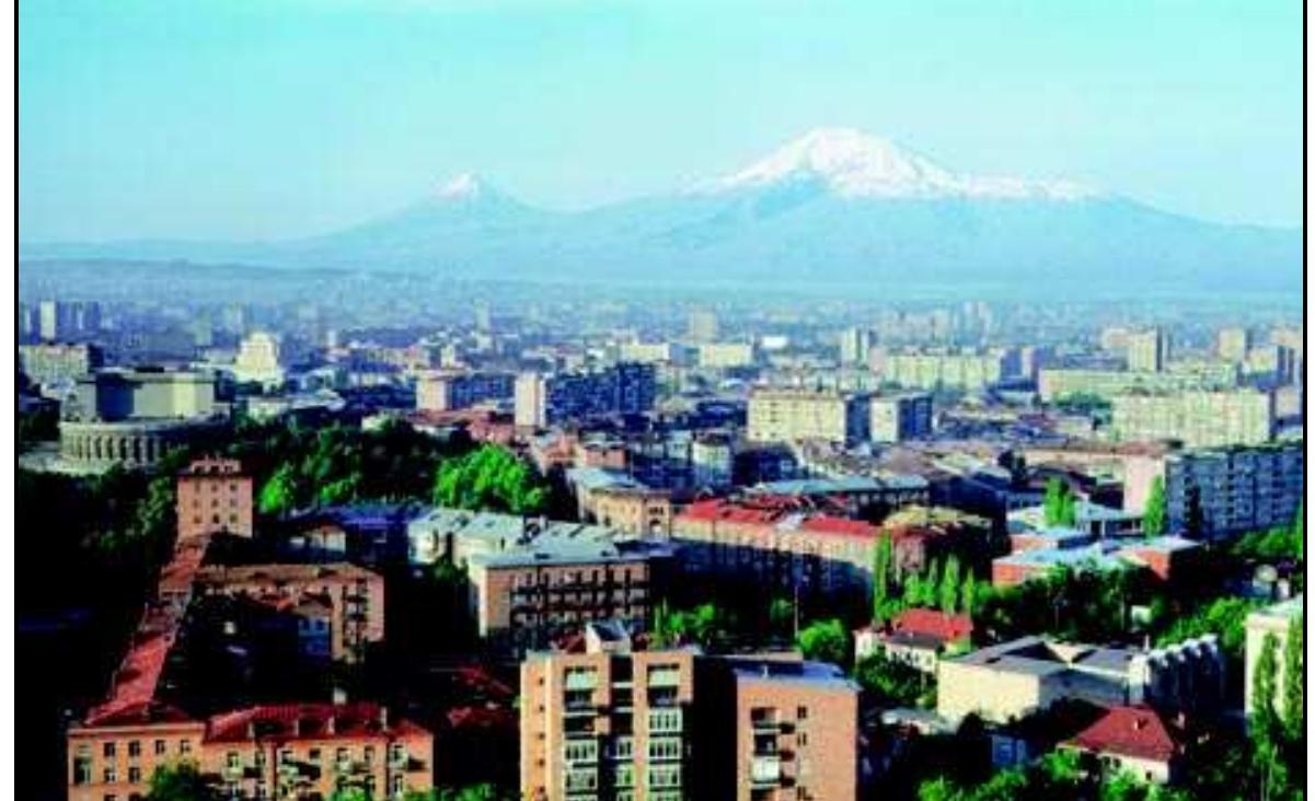 A panoramic view of the capital of the Republic of Armenia Yerevan  Yerevan is one of the oldest cities of the world, a peer of Rome, Car- thage and Samarkand. Unlike many other cities, the date of the founda- tion of which is moot or, in the best  doubt. During archaeological excava- tions in the 1950s on the Arin Berd hill within Yerevan city limits a cu- neiform inscription was uncovered, carved on a rock slate upon the or- ders of king Argishti I in 782 B.C. The inscription affirms that king 