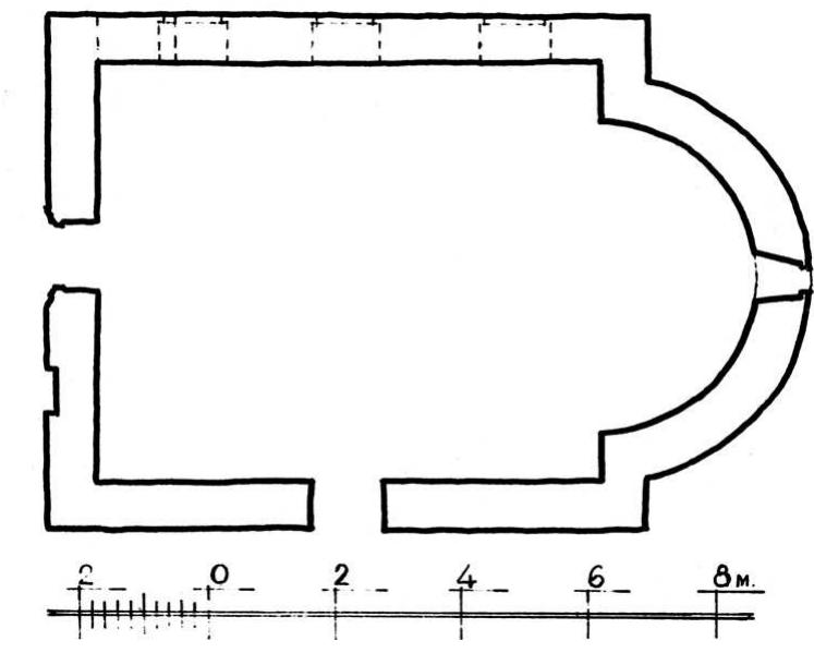 fig. 3d. Caffa (Féodossia), Hayots Berd/Quar- untaine. Chapelle a nef unique Saint-Etienne milieu XVe s.). Plan d’aprés Yu. Tamanyan 