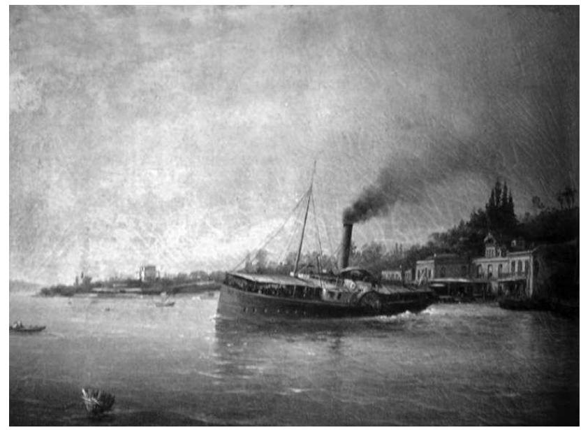 Fig. 1. Megerditch Givanian L’arrivée du « vapor » sur les rives du Bosphore, collection privée 