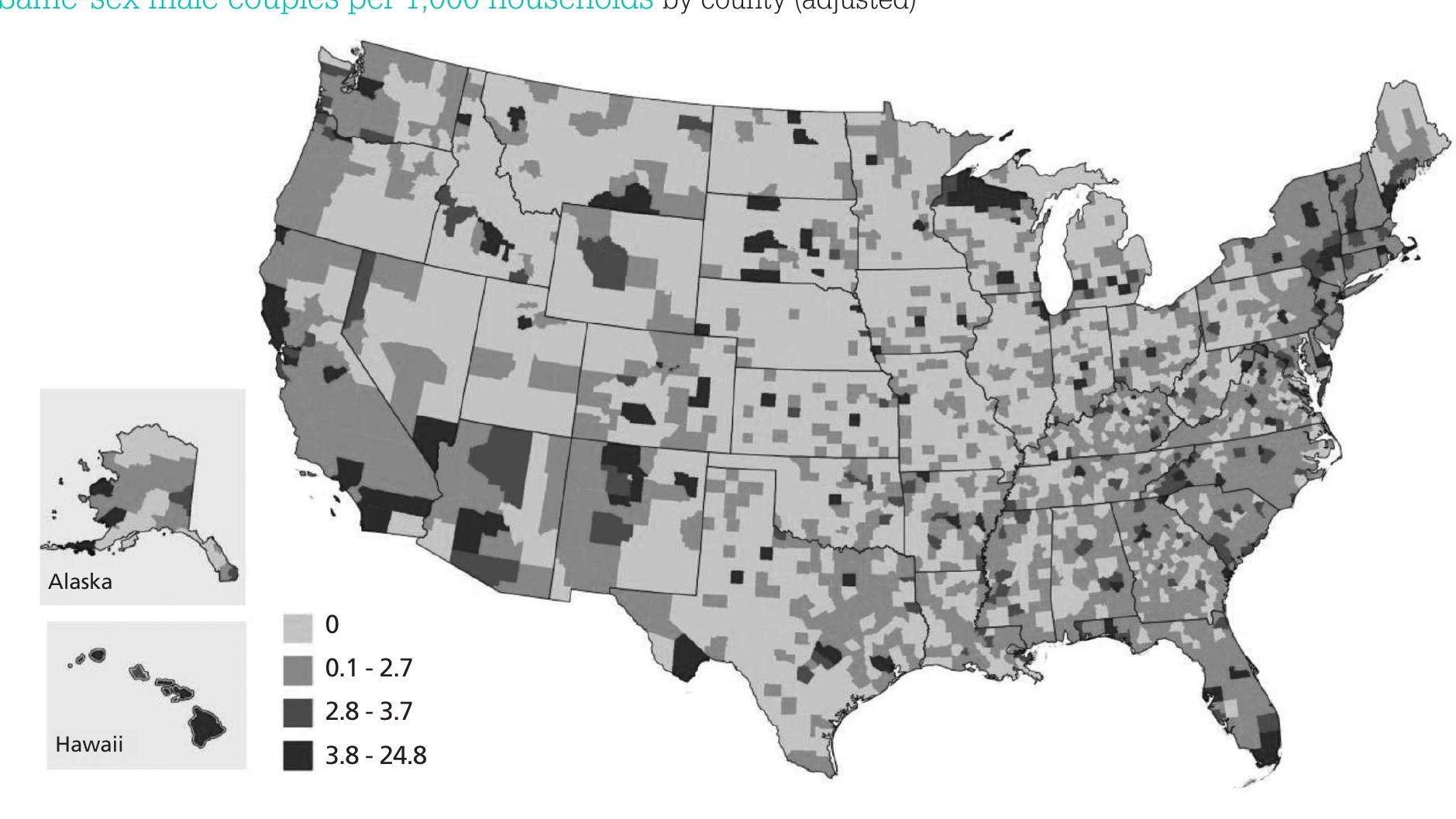 Source: 2010 U.S. Census, analyzed by Gary J. Gates and Abigail M. Cooke, The Williams Institute 