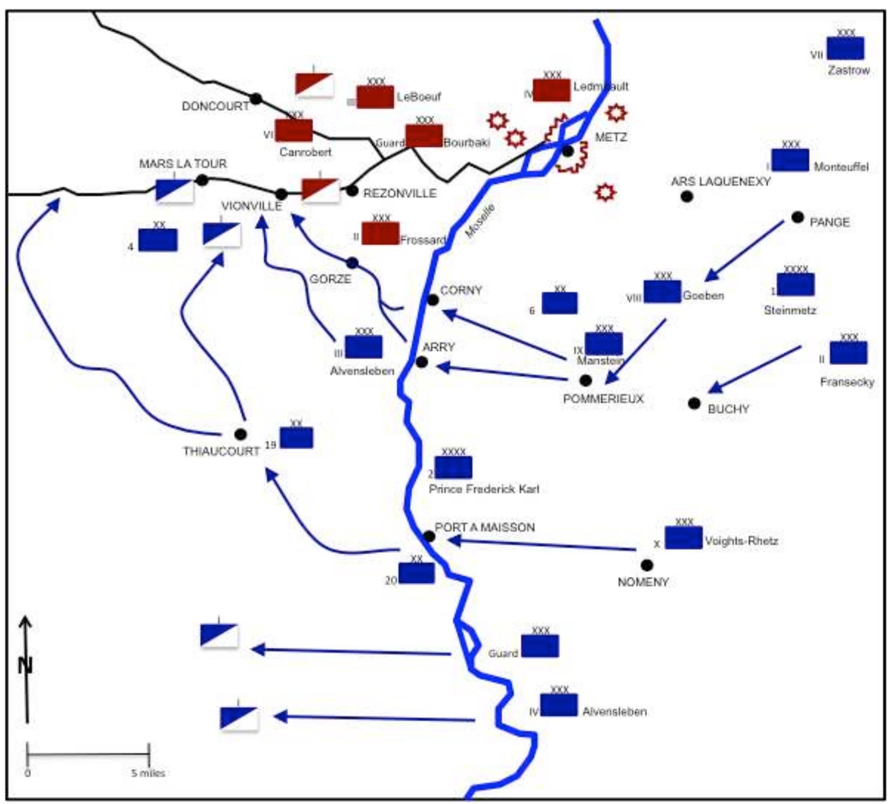 Figure 7. Moltke Changes the Direction of March, 14-16 August 1870 