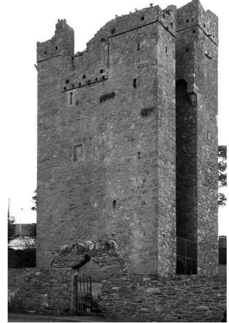 Fig 14. Jordan’s Castle, near Ardglass, Co. Down. Third example of the ‘arch machicolation’.  could only have been used to defend the tower as a last resort. This experiment has shown that a simple, and typical, tower- house was not designed to be exclusively or primarily defensive; this is supported by the lack of effective defensive features, such as a yett. Therefore, although tower- houses appear similar to great castles, they are not the same and should be studied in isolation, with different research objectives and methods of study. 