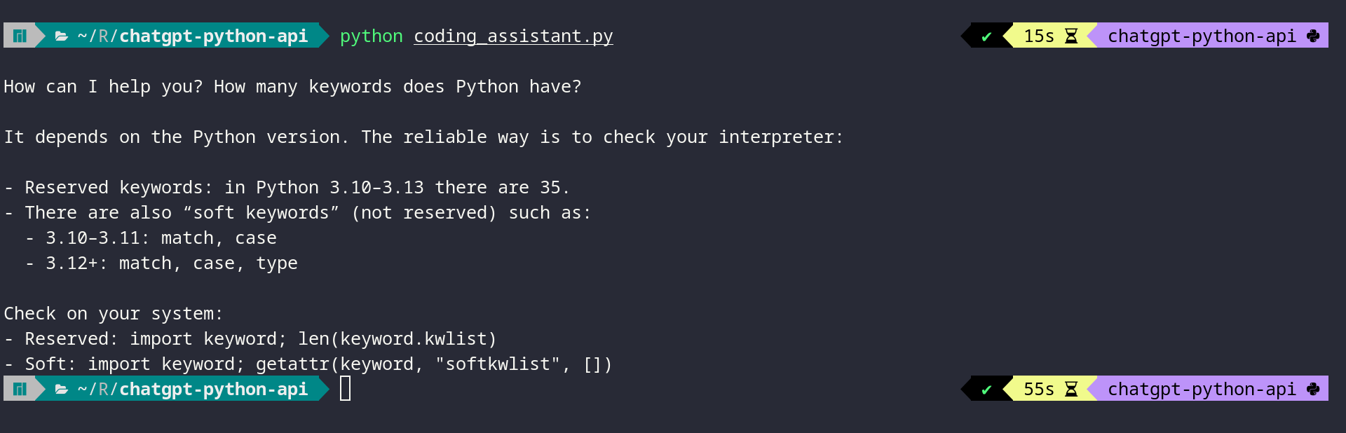 ChatGPT Python API Example