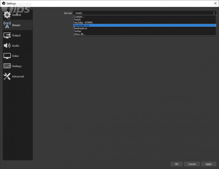 การเชื่อมต่อสตรีมเข้า Facebook ของ โปรแกรม OBS Studio