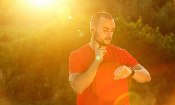 Runner checking his pulse