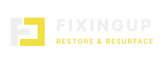 The Company Glass, wood, steel surface repair specialists logo for dark mode of the website Fixingup