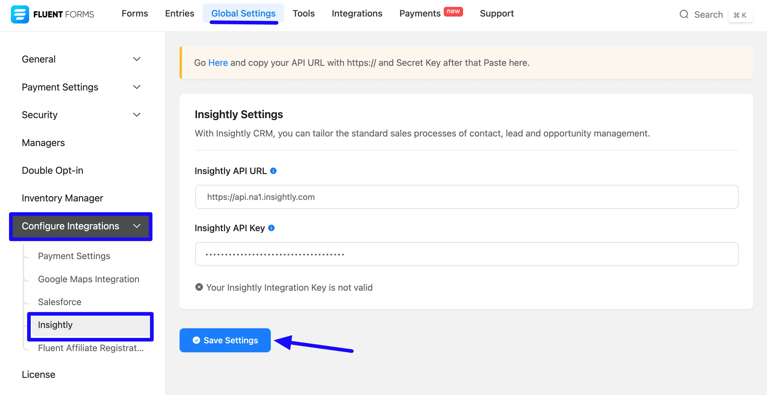 Paste API URL API Key 05 56248